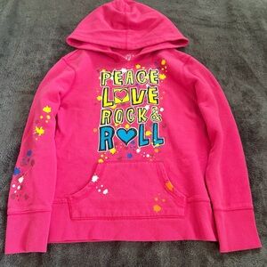 Justice Peace Love Rock & Roll Girls Hoodie Size 8 Y2K